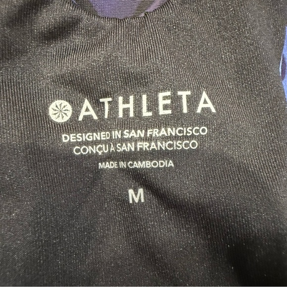 Athleta Conscious Crop Bikini Top Womens Size Medium Blue/Black Cloud Camo Swim - Picture 5 of 5